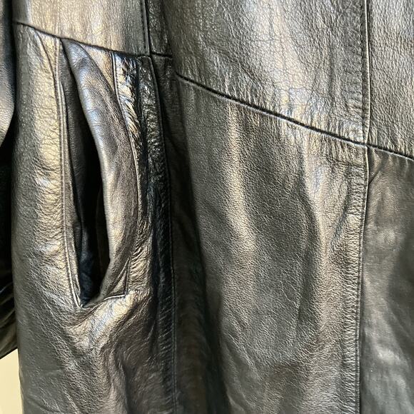 WILSONS Vintage Leather Black Jacket Gold Buttons Size M - Picture 8 of 16